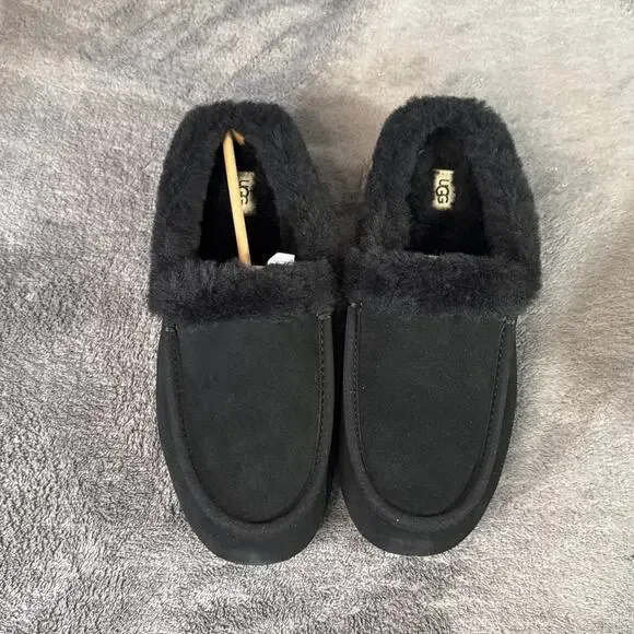 UGG Ansley Mule Insulated Suede/Fur Slipper In Black Women's Size 10 (1171391) - Picture 2 of 7